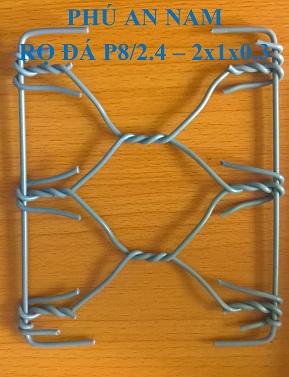 Rọ đá mắc lưới P8 dây đan 2.4 mm kích thước (2 x 1 x 0.3)m, rọ đá mạ kẽm, rọ đá bọc PVC, rọ đá