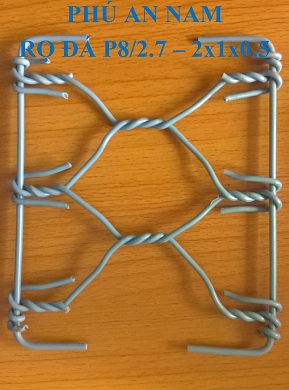 Rọ đá mắc lưới P8 dây đan 2.7 mm kích thước (2 x 1 x 0.5)m, rọ đá mạ kẽm, rọ đá bọc PVC, rọ đá