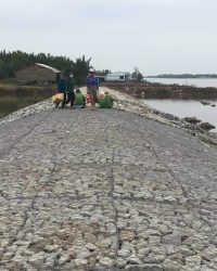 Thảm đá, rọ đá (6x2x0,3)m P8 dây đan 2.7 mm công trình kè huyện Duyên Hải Trà Vinh