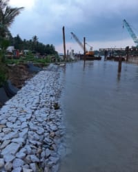 Rọ đá và vải địa dùng trong công trình kè khu dân cư