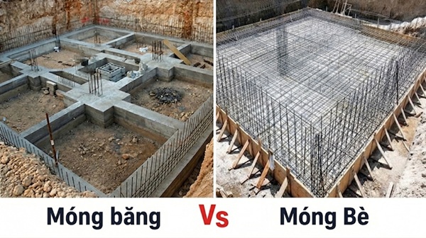 So sánh sự khác biệt giữa móng băng và móng bè